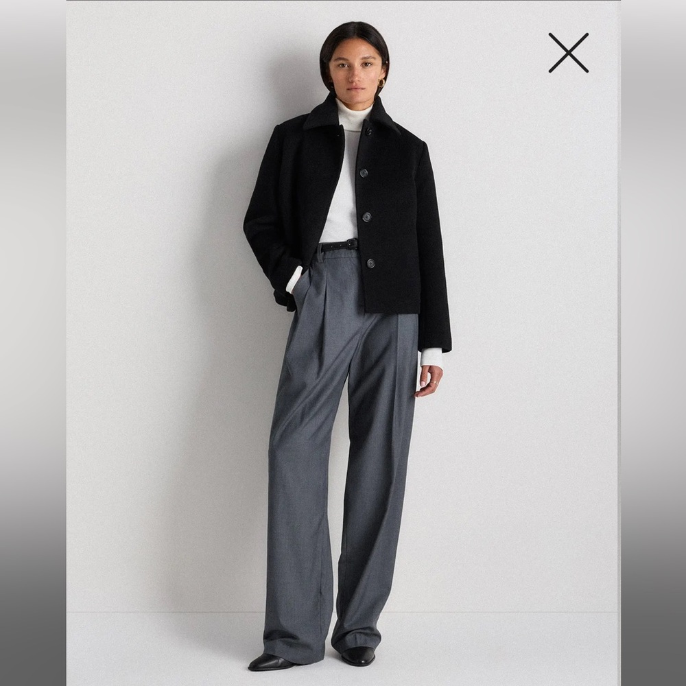 Quince Women Wool Cashmere Short Coat Black Outerwear Size M - Picture 5 of 10